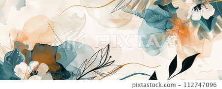 Watercolor flower abstract liquid fluid...-插圖素材 [112747096] - PIXTA圖庫