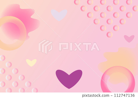 Abstract background with hearts and circles in pastel colors. Background with place for your text. Vector illustration. 112747136