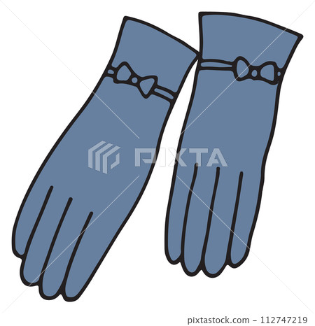 Lady gloves. Elegant fashion accessory color doodle Lady gloves. Elegant fashion accessory color doodle 112747219