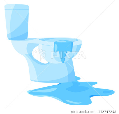 Clogged toilet with dripping water. bathroom cartoon icon 112747258
