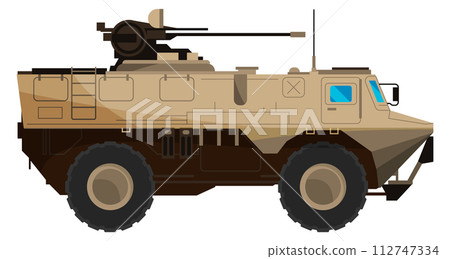 Armored personnel carrier. Cartoon battle transport icon Armored personnel carrier. Cartoon battle transport icon 112747334