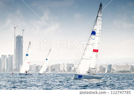 Yachting regatta in Akrotiri bay. Limassol, Cyprus Yachting regatta in Akrotiri bay. Limassol, Cyprus 112747785