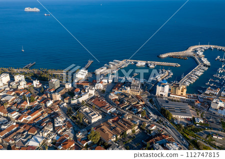 Aerial view of Limassol Old Port and historic part of the city. Cyprus Aerial view of Limassol Old Port and historic part of the city. Cyprus 112747815