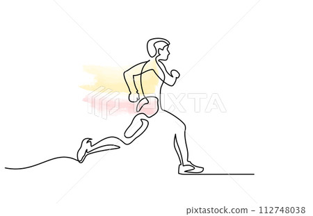 Man Runner One Line Drawing. Running Abstract Minimal Drawing. 112748038