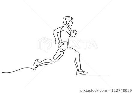 Man Runner One Line Drawing. Running Abstract Minimal Drawing. Man Runner One Line Drawing. Running Abstract Minimal Drawing. 112748039