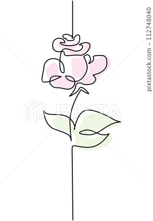 Rose flower logo. Continuous one line drawing. 112748040
