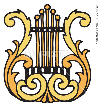 Lyre logo. Hand drawn culture symbol doodle 112748329