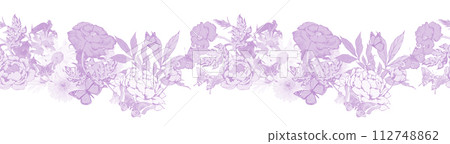 Victorian seamless floral border. Suitable for fabric, wrapping paper and the like Victorian seamless floral border. Suitable for fabric, wrapping paper and the like 112748862