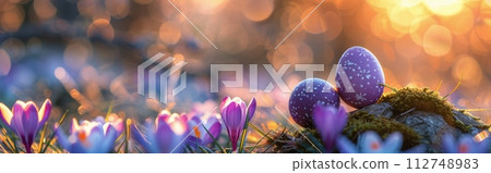 Two Purple Eggs on Grass 112748983