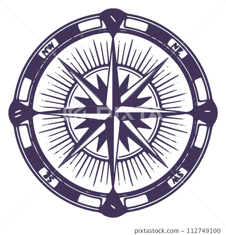 Vintage compass drawing. Retro naval exploration map rose Vintage compass drawing. Retro naval exploration map rose 112749100