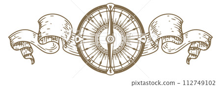 Vintage compass drawing. Retro map wind rose 112749102