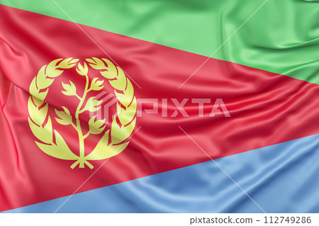 Ruffled Flag of Eritrea. 3D Rendering Ruffled Flag of Eritrea. 3D Rendering 112749286