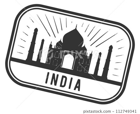 India landmark sticker. Travel world black symbol India landmark sticker. Travel world black symbol 112749341