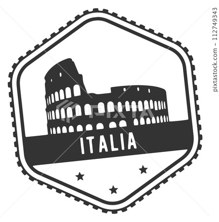 Italia travel sticker. Europe vacation trip symbol Italia travel sticker. Europe vacation trip symbol 112749343