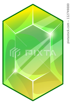 Green jewel. Game cartoon gemstone. Color crystal Green jewel. Game cartoon gemstone. Color crystal 112749880