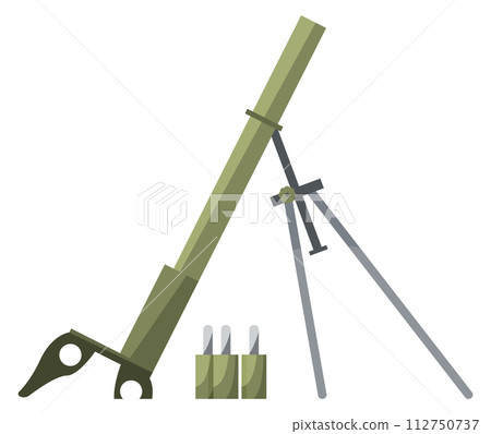 Grenade launcher color icon. Explosive missile weapon Grenade launcher color icon. Explosive missile weapon 112750737