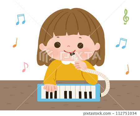 女孩玩鍵盤口琴 女孩玩鍵盤口琴 112751034