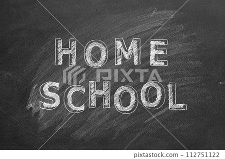 Home school. Text on blackboard Home school. Text on blackboard 112751122