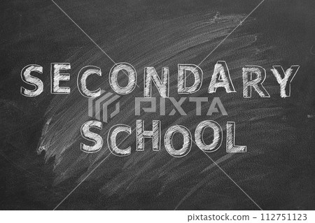 Secondary school. Text on blackboard Secondary school. Text on blackboard 112751123