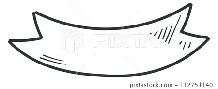 Ribbon doodle. Decorative hand drawn banner flag 112751140