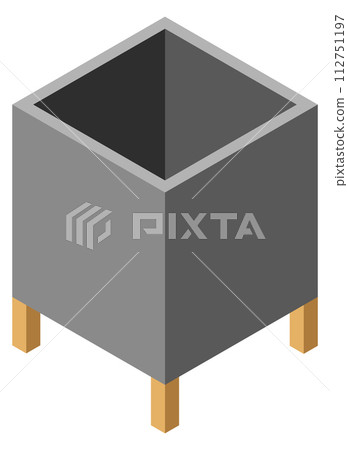 Dust bin isometric icon. Trash can container 112751197