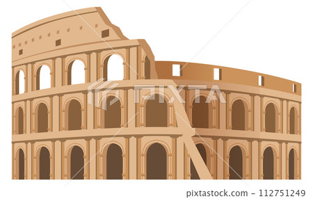Roman colliseum ruin color icon. Tourism and travel symbol 112751249