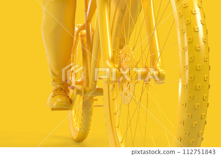 Close-up of a bicycle wheel. 3D Rendering 112751843