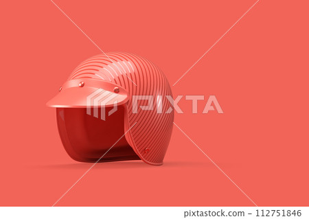 Pink motorcycle helmet on a pink background. 3D Rendering Pink motorcycle helmet on a pink background. 3D Rendering 112751846