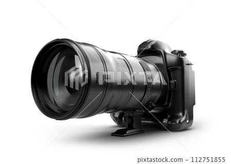 DSLR camera isolated on a white background. 3D Rendering 112751855