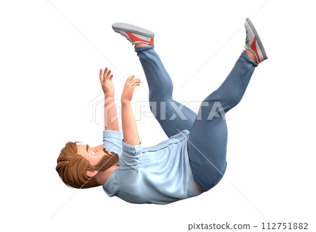 Man falling down. Isolated on white background. 3D Rendering 112751882