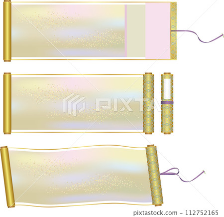 日本古代書籍、捲軸和捲軸的圖像插圖 日本古代書籍、捲軸和捲軸的圖像插圖 112752165