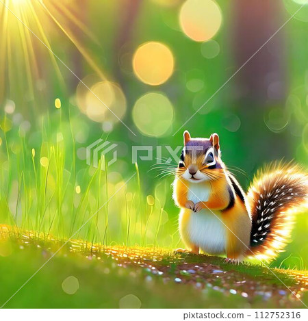 Chipmunk in the fresh green forest Generative AI Chipmunk in the fresh green forest Generative AI 112752316