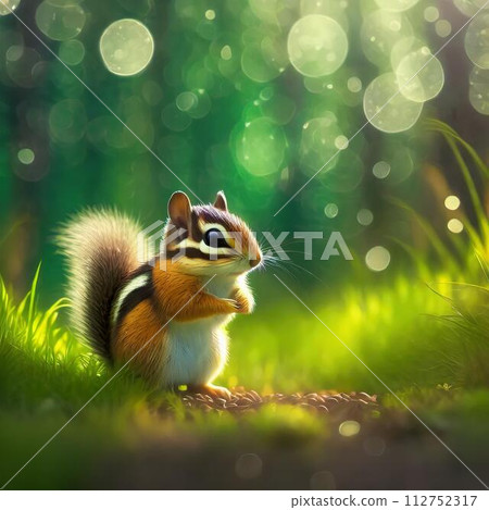 Chipmunk in the fresh green forest Generative AI Chipmunk in the fresh green forest Generative AI 112752317