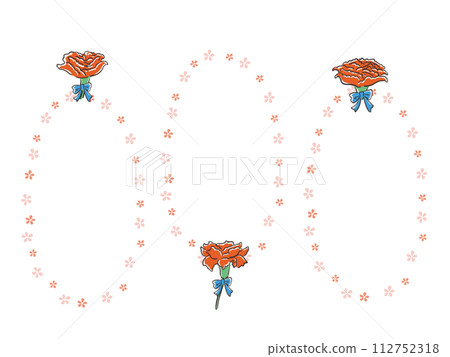 Carnation loose hand-drawn style frame illustration set Vertical Carnation loose hand-drawn style frame illustration set Vertical 112752318