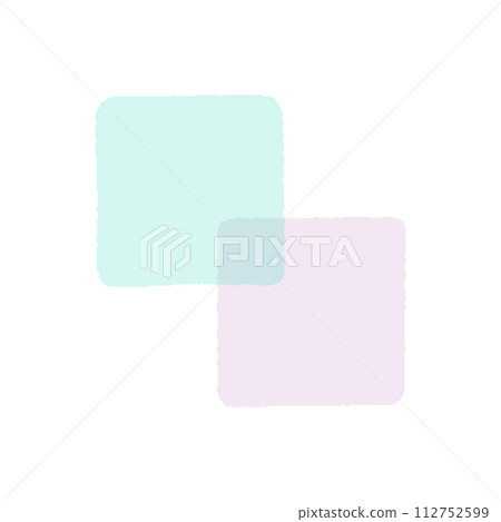 Hand-drawn square decoration material - Set of 2 cool pastel colors 112752599