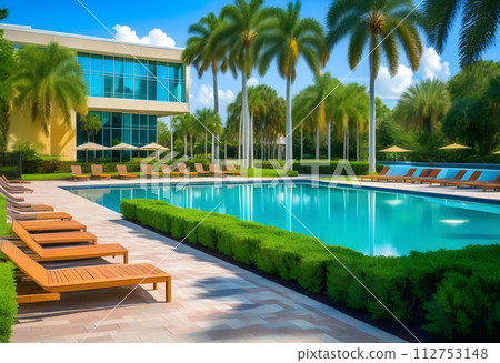 swimming pool on a sunny day 112753148