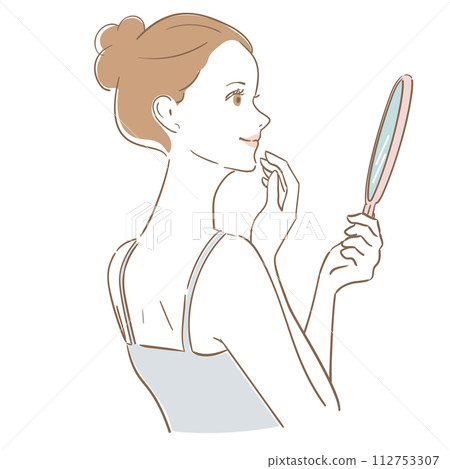 A woman with beautiful skin and curled hair A woman with beautiful skin and curled hair 112753307