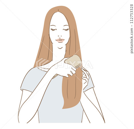 美麗的女人,長頭髮,梳理頭髮 美麗的女人,長頭髮,梳理頭髮 112753328
