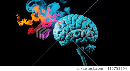 AI-generated content. Dynamic Brain with Smoke Swirls 112753594