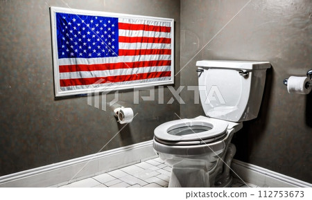 AI-generated content. American Flag in Modern Bathroom 112753673