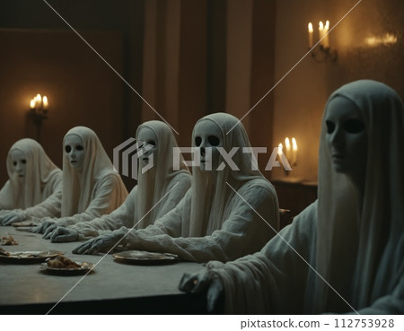 AI-generated content. Mysterious Council of Skeletons AI Generated 112753928