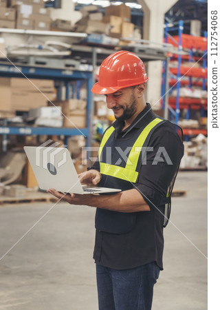 Vertical Hispanic men hands touch smart tablet Warehouse management logistics counting checking products on inventory shelf. Engineer Man hands worker check stock control in distribution checklist Vertical Hispanic men hands touch smart tablet Warehouse management logistics counting checking products on inventory shelf. Engineer Man hands worker check stock control in distribution checklist 112754068