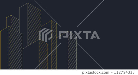 Architectural drawing with building construction 112754333