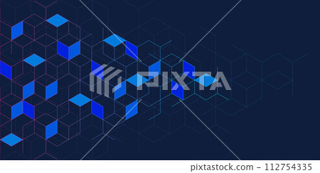 Abstract geometric background with isometric digital blocks. Blockchain concept and modern technology 112754335