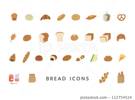 Various bread icon set (flat) 112754524