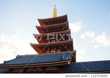 Japan Tokyo Asakusa Sensoji Temple Five-story Pagoda 112754609