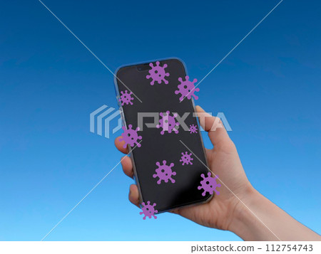Virus attached to smartphone 112754743