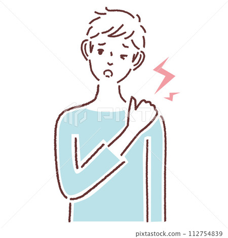 一個肩膀酸痛的男人 112754839