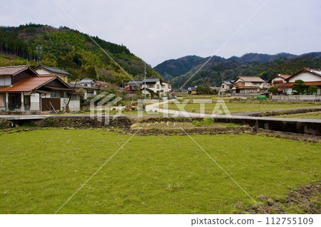 Winter rural landscape without snow 112755109
