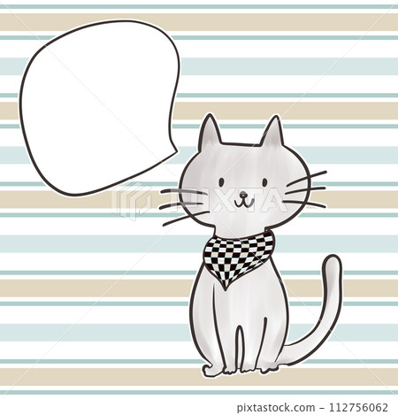 Cat_speech bubble_checkered pattern_stripe_scarf_01_8 112756062